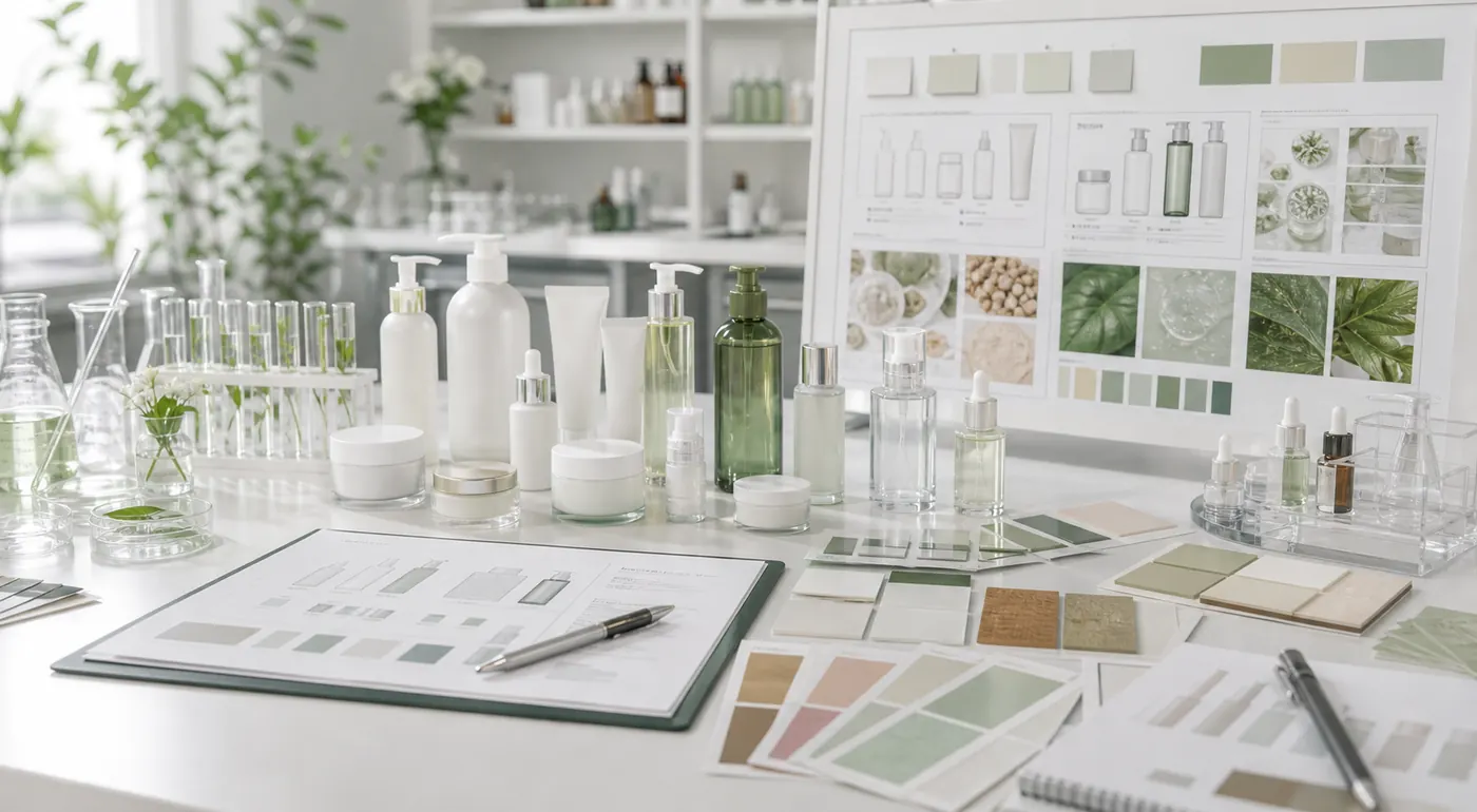 Cosmetics OEM ODM service planning with formula packaging and sample development
