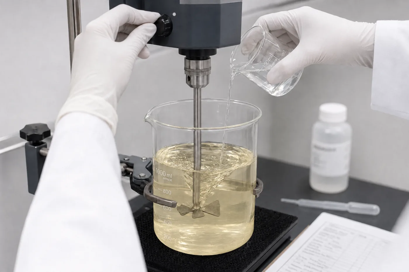 Laboratory pilot sample preparation for cosmetic formula development