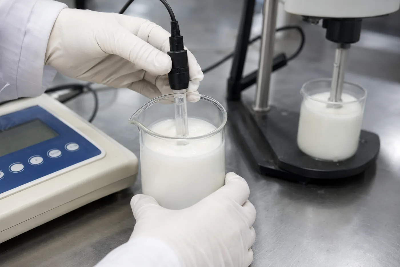 Laboratory quality testing of a cosmetic cream sample